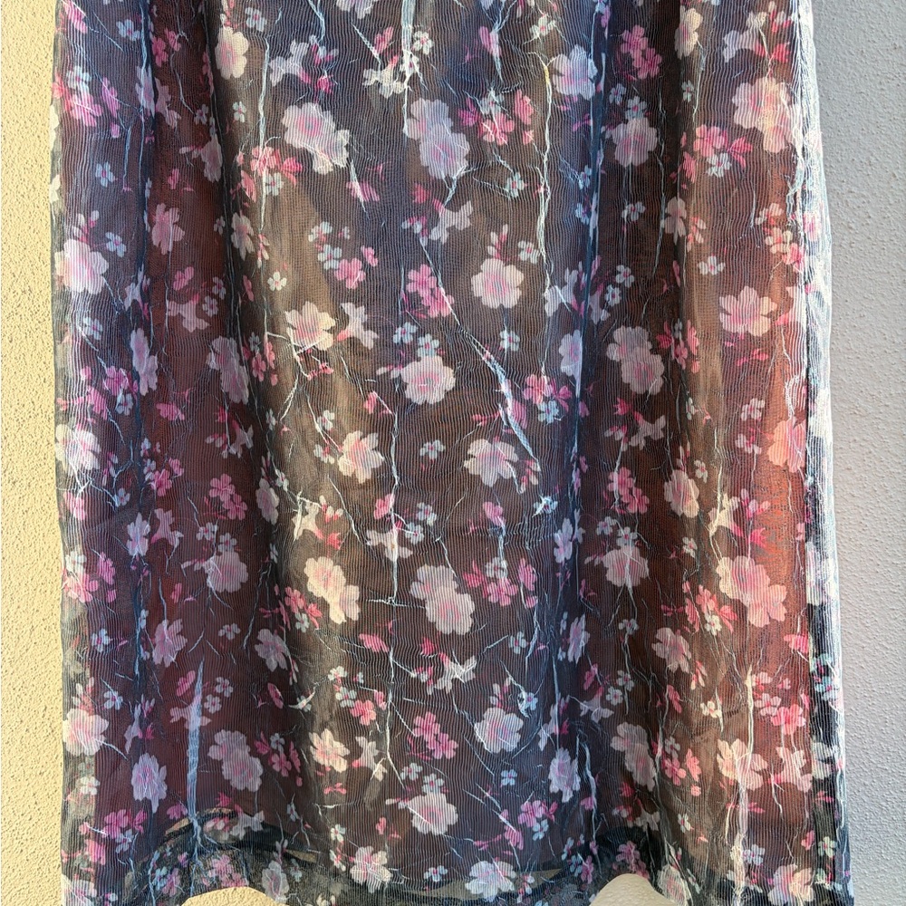 Anna Sui Blue and Black Floral Chemise size 2 - Picture 5 of 13